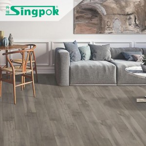 Singpok Grain de bois imperméable et résistant à l'usure feuille de PVC couvrant les carreaux de sol en vinyle auto-adhésifs