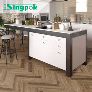 Singpok Grain de bois imperméable et résistant à l'usure feuille de PVC couvrant les carreaux de sol en vinyle auto-adhésifs