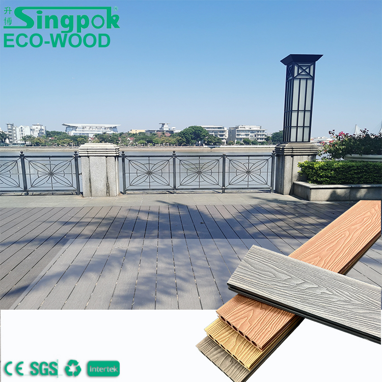Rundloch-Terrassendiele für den Außenbereich, WPC-Terrassendiele mit Holzmaserung und tiefer Prägung (3)