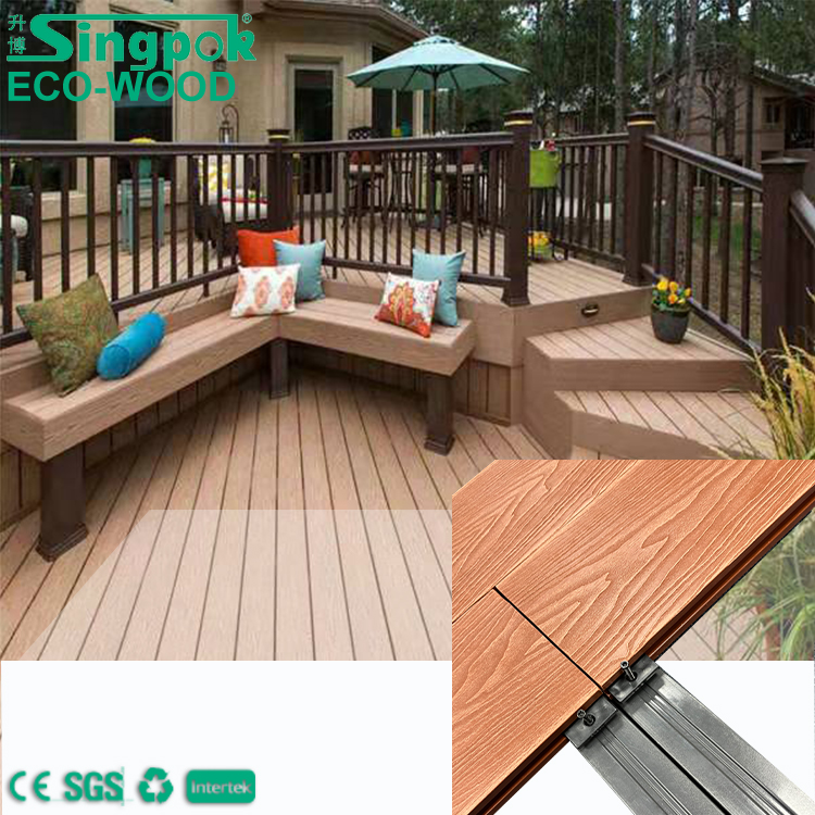 Outdoor Round Hole Decking WPC Deep Embossing Wood Grain Decking (4)