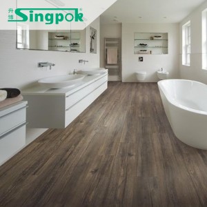 Singpok древесное зерно, водонепроницаемое и износостойкое листовое покрытие из ПВХ, самоклеящаяся виниловая напольная плитка